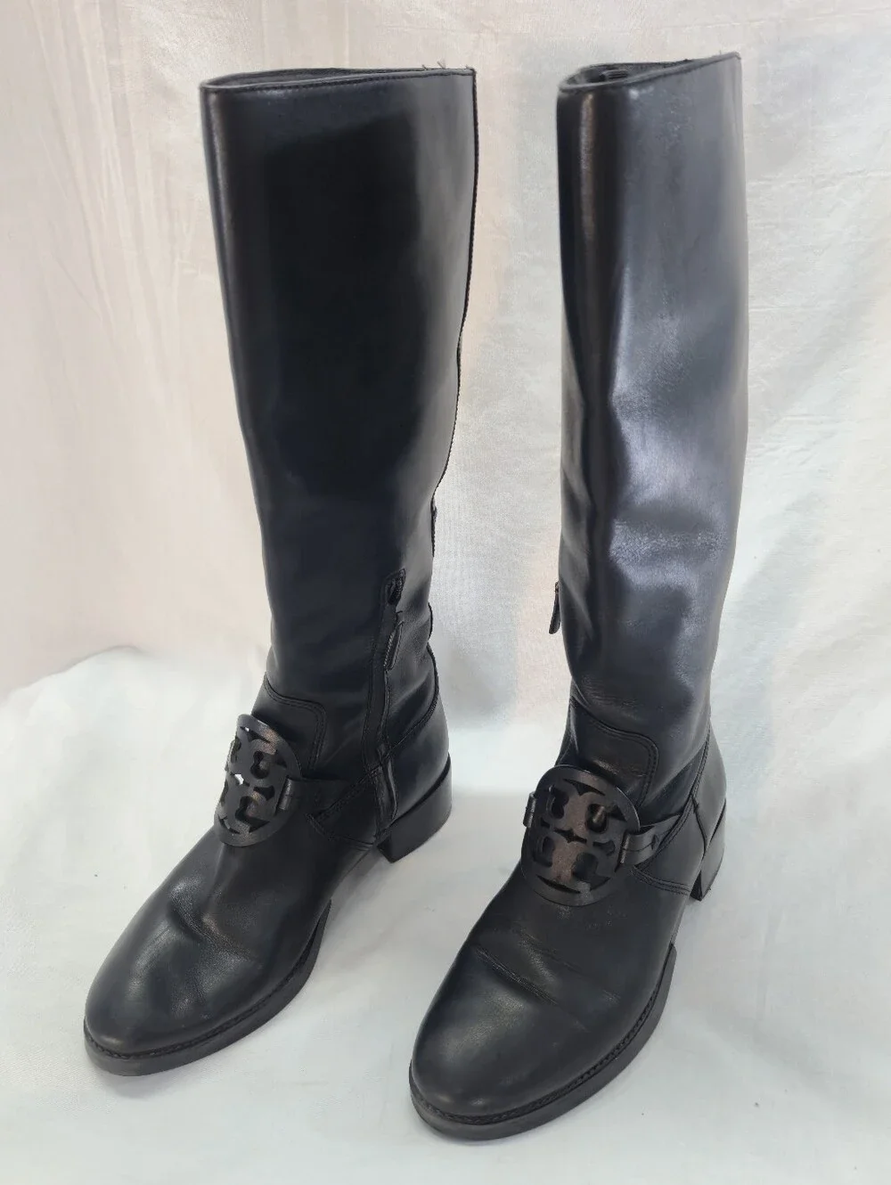 Tory Burch Miller Women's Size 8 Black Leather Pull On Riding Boots
